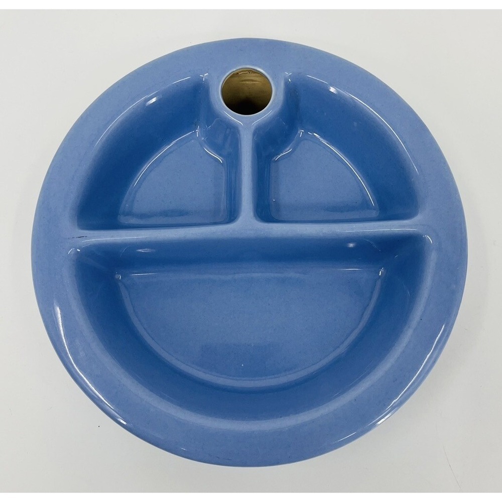 Vintage Mid Century Hankscraft Ceramic Divided Baby Food Warming Plate Dish
